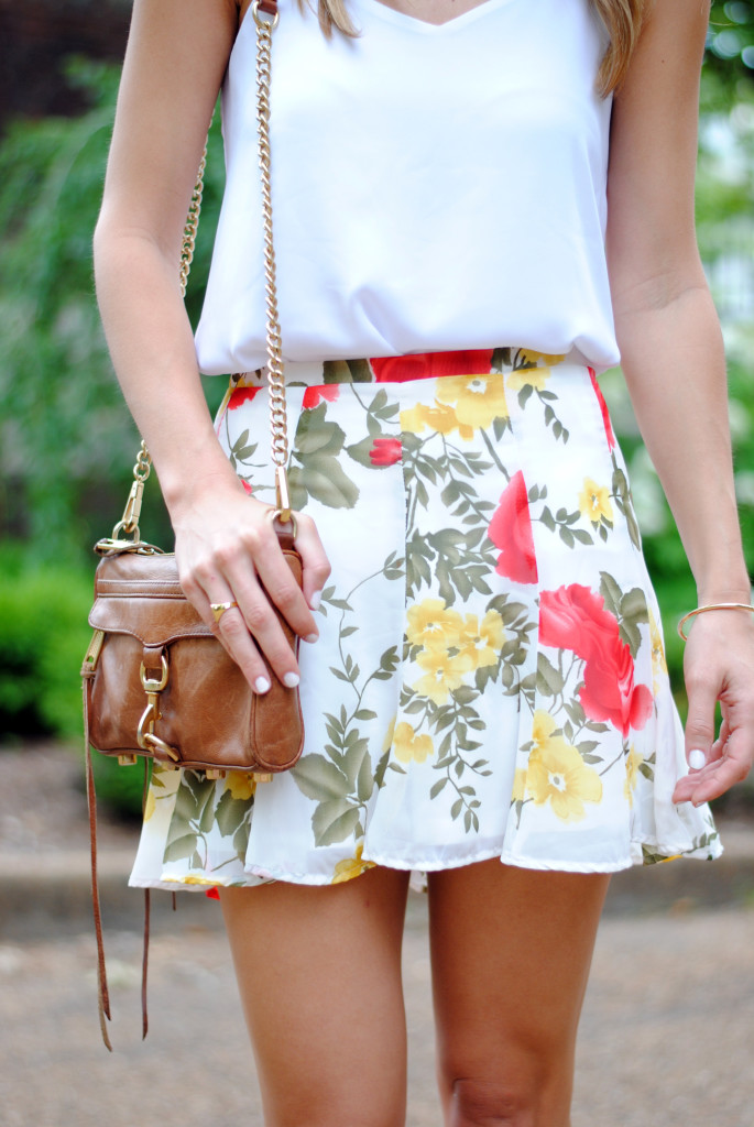 Floral Mini Skirt White cami