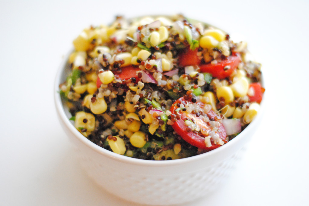 healthy corn avocado quinoa