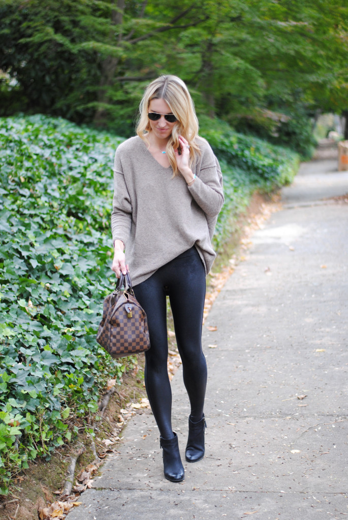 how to wear faux leather leggings