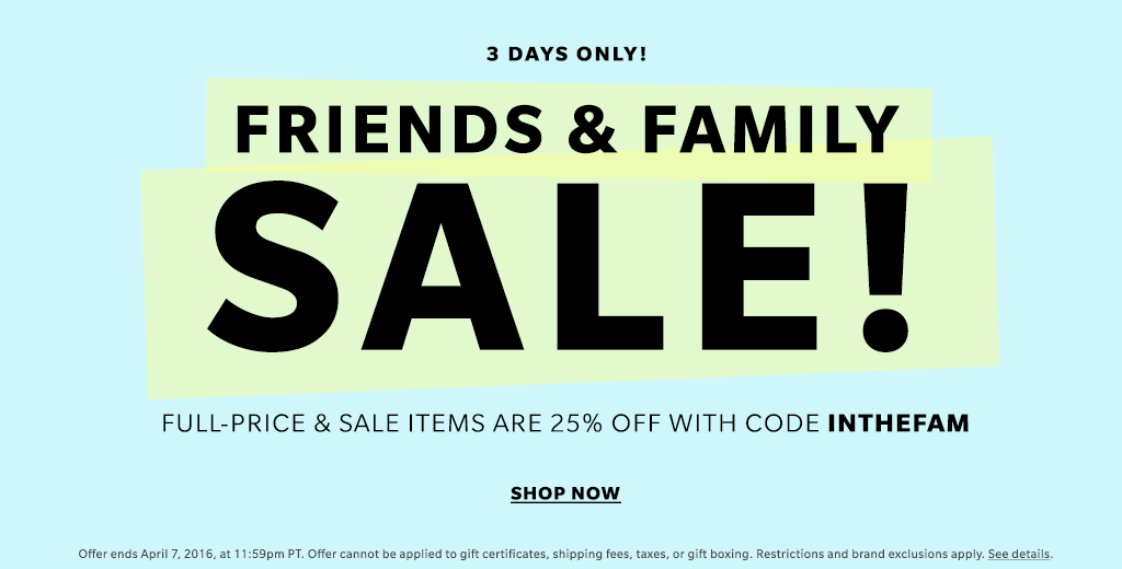 Shopbop Friends Family Sale