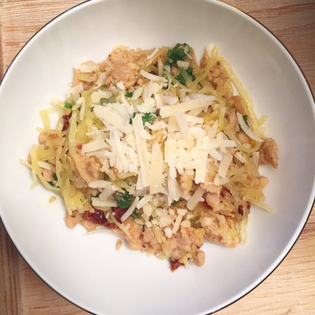 Chicken Sausage, Arugula, Spaghetti Squash