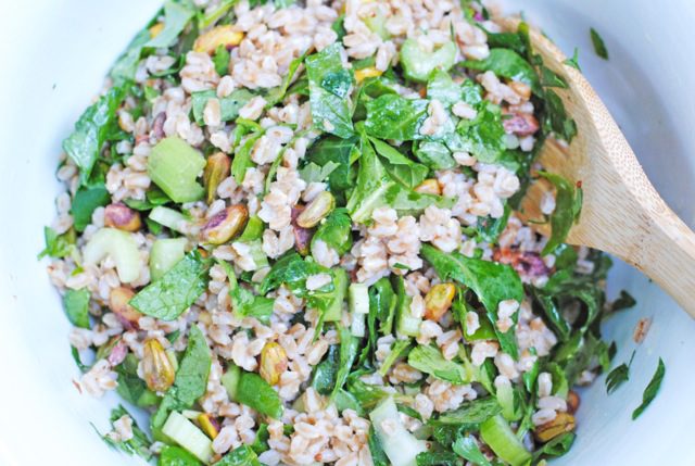 healthy kale and farro salad