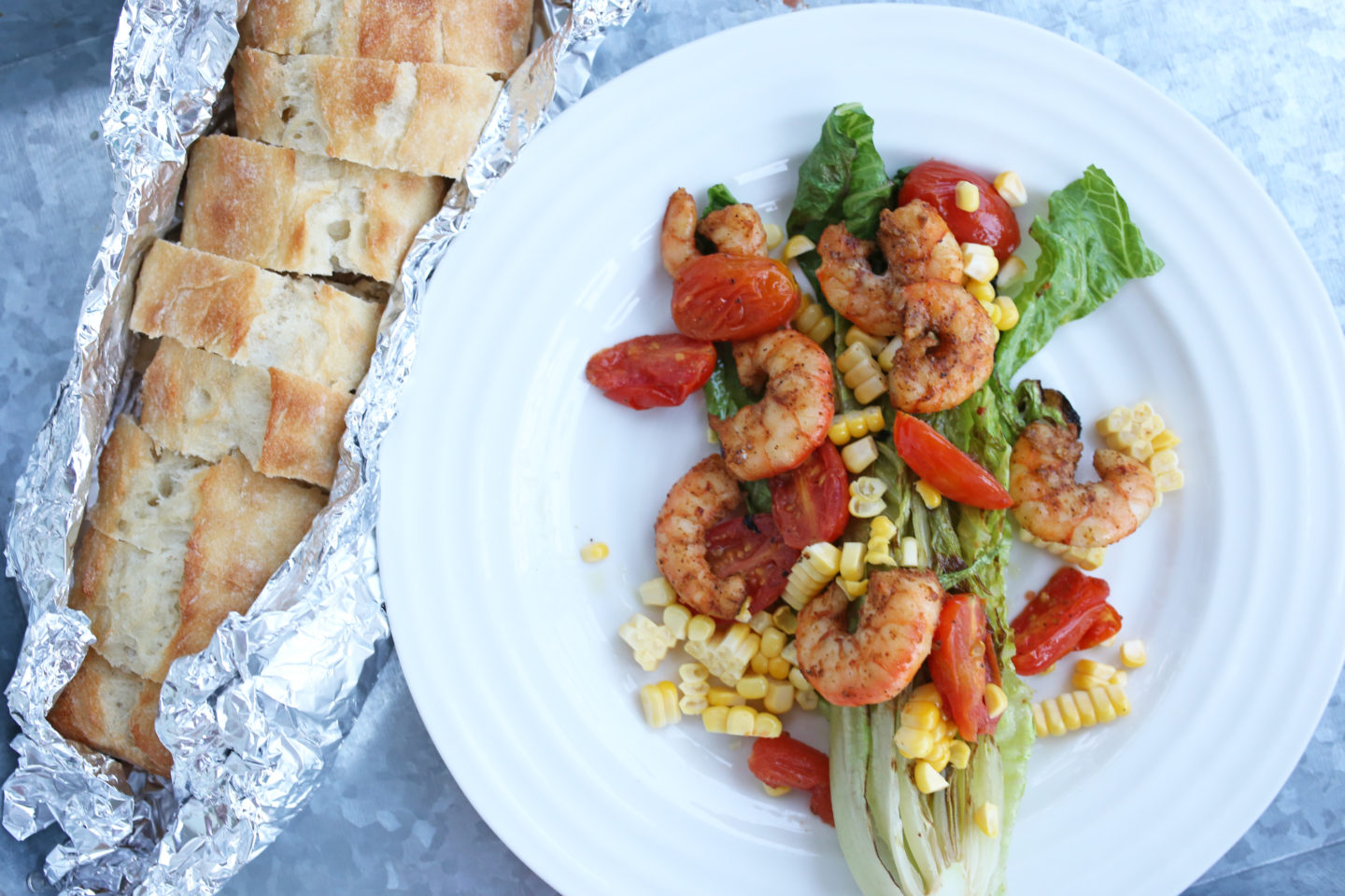 Grilled Romaine Salad with Shrimp