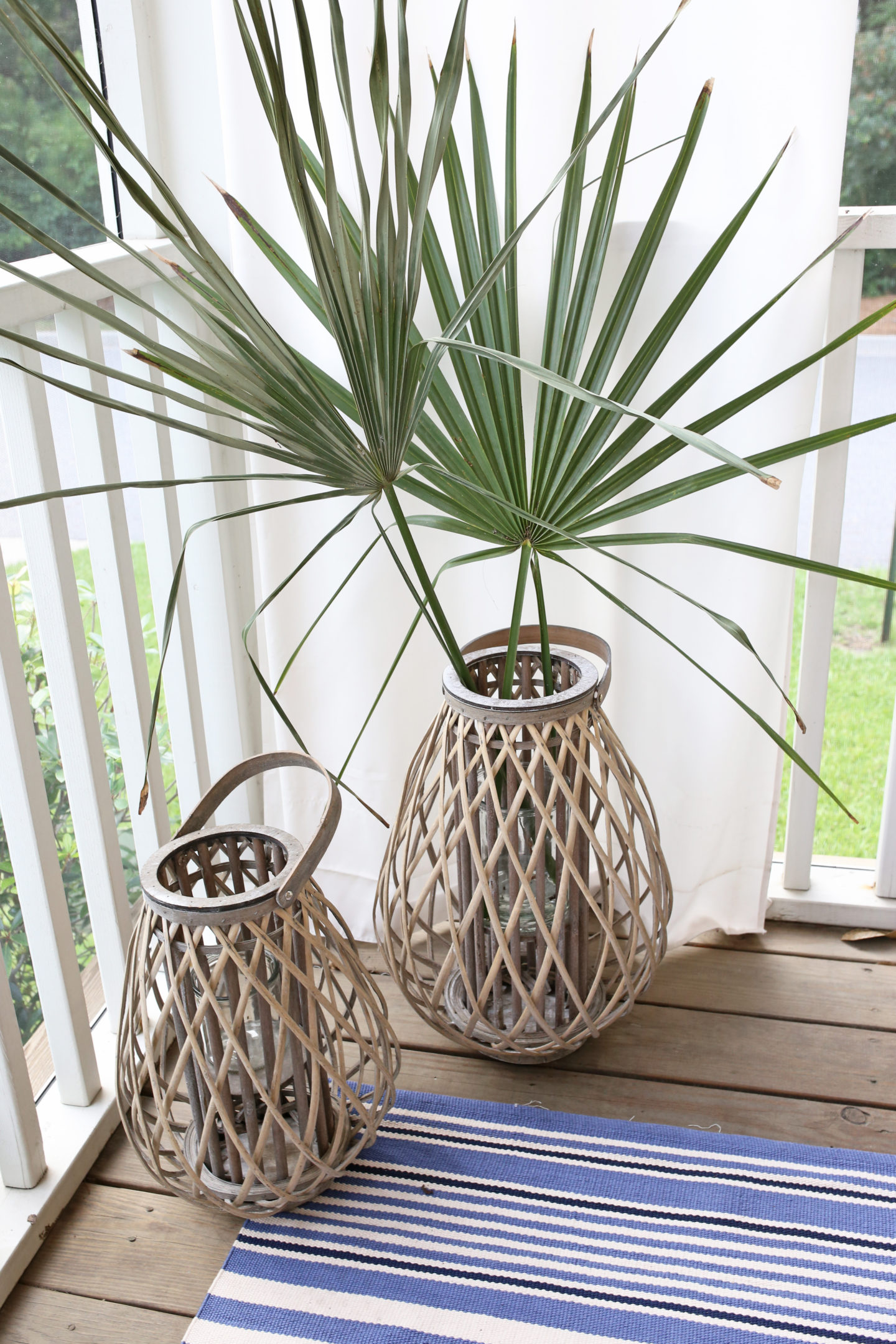 hurricane lanterns palm fronds